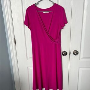 Eliza J Fuchsia Midi Wrap Dress